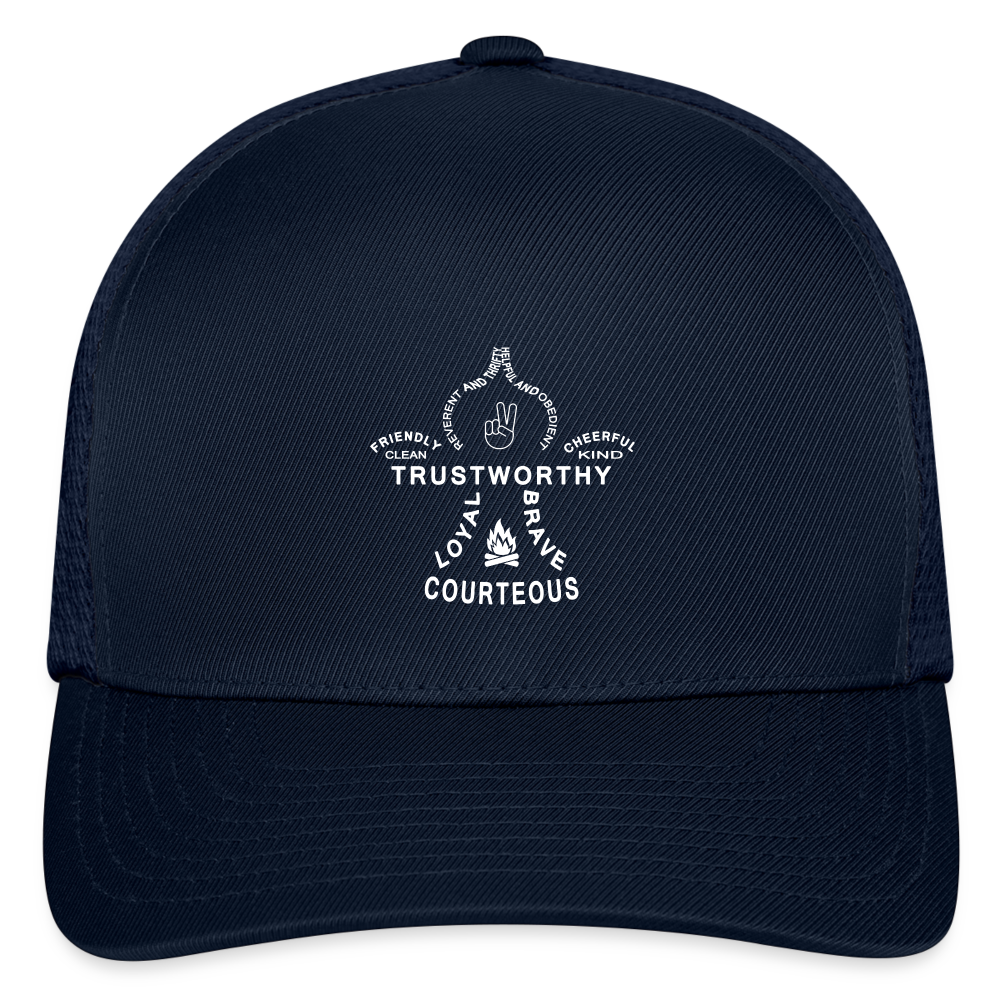 Scout Oath Fleur - Flexfit Fitted Baseball Cap - navy