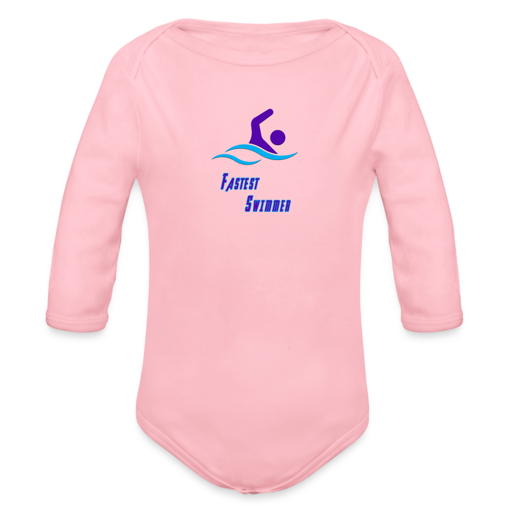 Swimmer - Organic Long Sleeve Baby Bodysuit - light pink