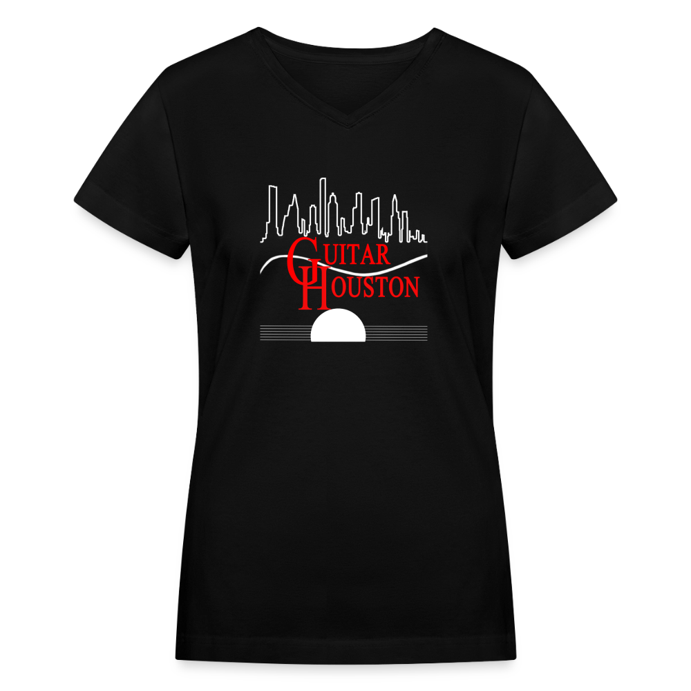 Guitar Houston Women's V-Neck T-Shirt - black