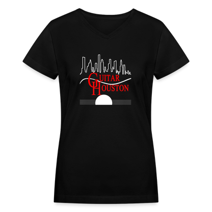 Guitar Houston Women's V-Neck T-Shirt - black