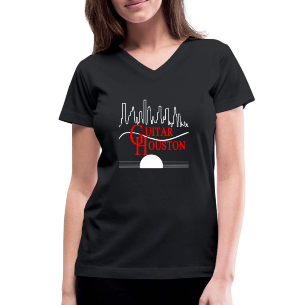 Guitar Houston Women's V-Neck T-Shirt - black