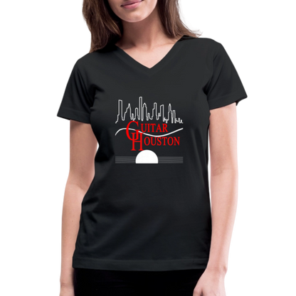 Guitar Houston Women's V-Neck T-Shirt - black