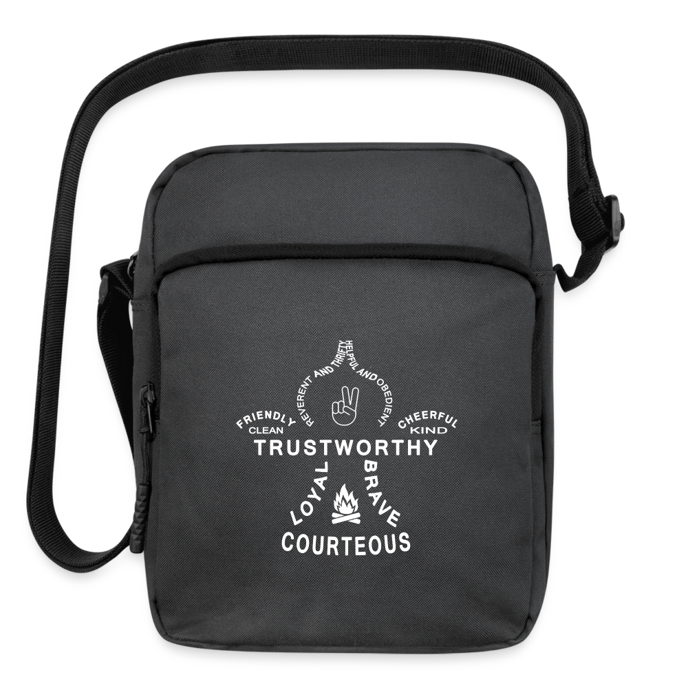 Scout Oath Fleur de Lis - Upright Crossbody Bag - charcoal grey