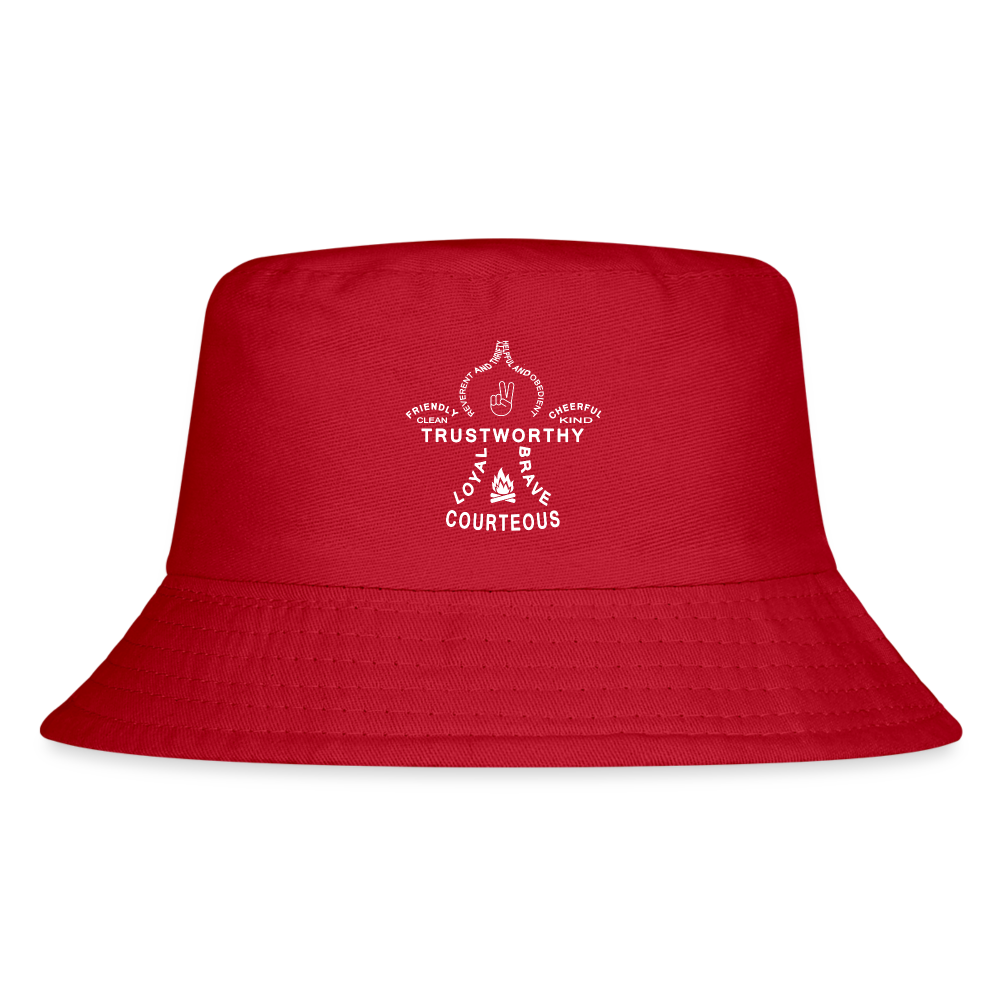 Scout Oath Fleur de Lis - Kid's Bucket Hat - red