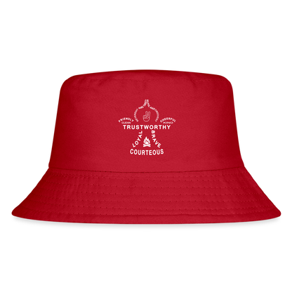 Scout Oath Fleur de Lis - Kid's Bucket Hat - red