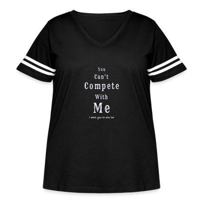 "You can't compete with me. I want you to win too."  - Women's Curvy Vintage Sport T-Shirt - black/white