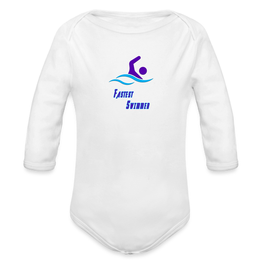 Swimmer - Organic Long Sleeve Baby Bodysuit - white