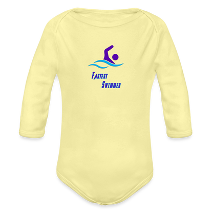 Swimmer - Organic Long Sleeve Baby Bodysuit - washed yellow