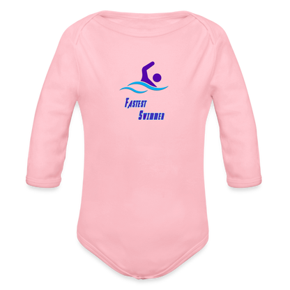 Swimmer - Organic Long Sleeve Baby Bodysuit - light pink