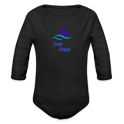 Swimmer - Organic Long Sleeve Baby Bodysuit - black