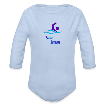 Swimmer - Organic Long Sleeve Baby Bodysuit - sky