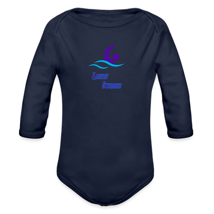 Swimmer - Organic Long Sleeve Baby Bodysuit - dark navy