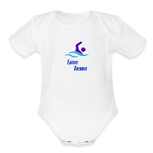 Swimmer - Organic Short Sleeve Baby Bodysuit - white