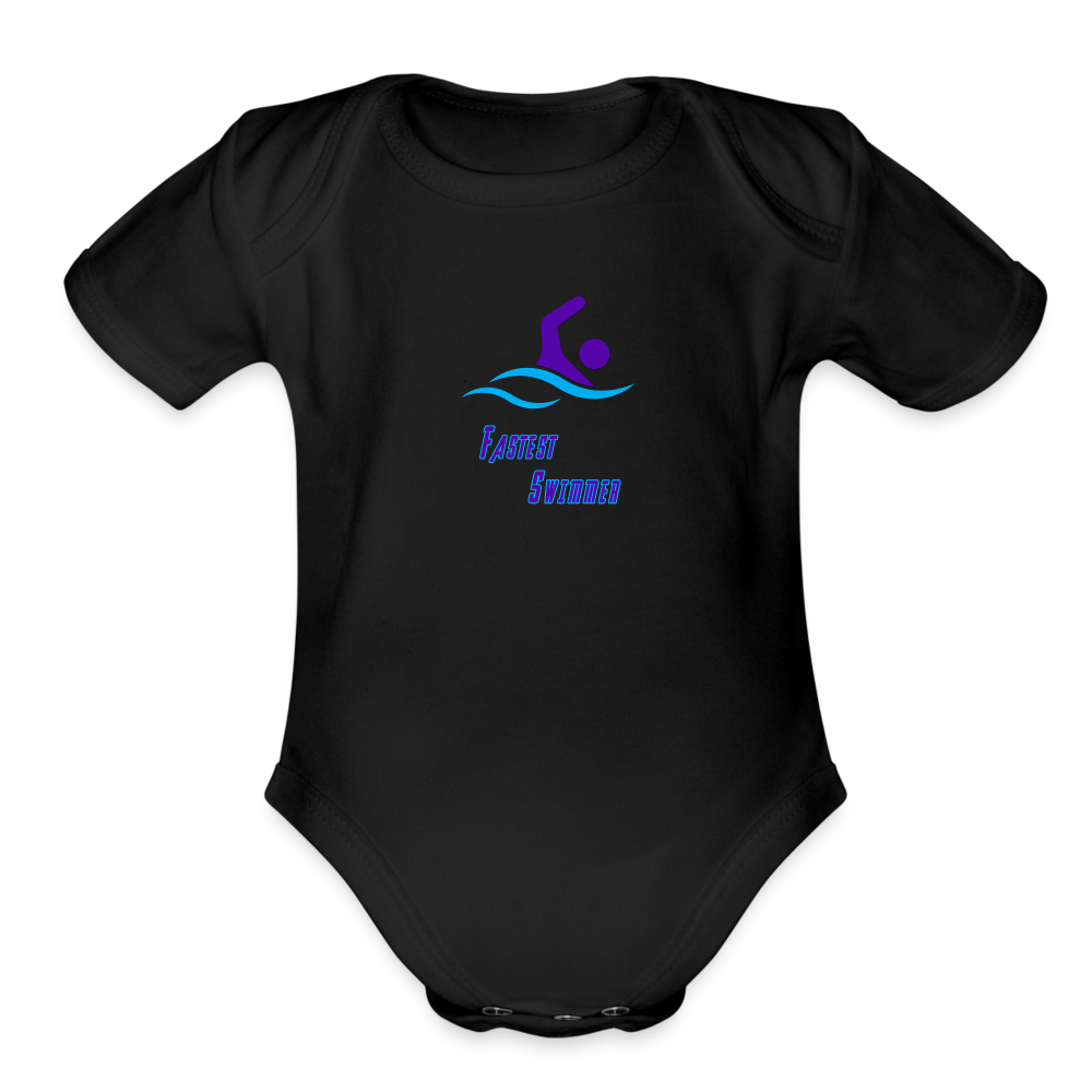 Swimmer - Organic Short Sleeve Baby Bodysuit - black
