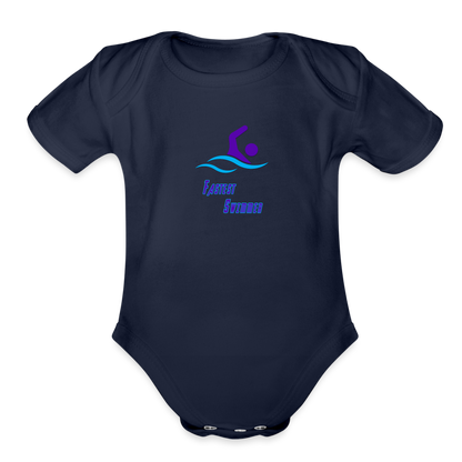 Swimmer - Organic Short Sleeve Baby Bodysuit - dark navy