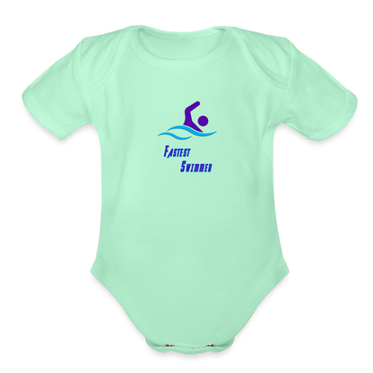 Swimmer - Organic Short Sleeve Baby Bodysuit - light mint